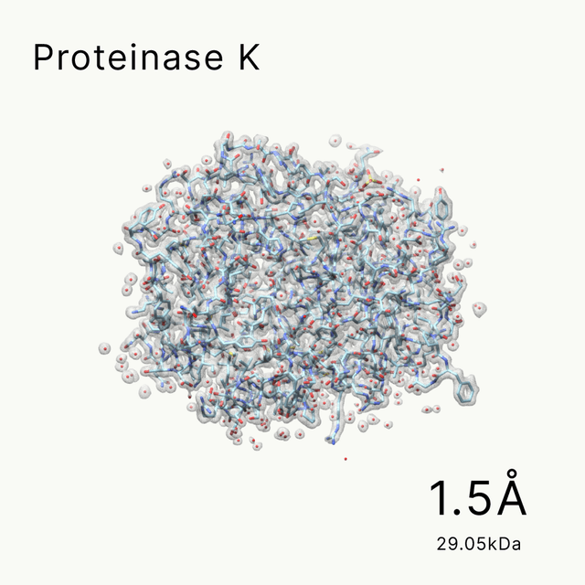 Proteinase K, an enzyme used in molecular biology, detailed at 1.5Å resolution and weighing 29.05kDa from Shuimu Biosciences.